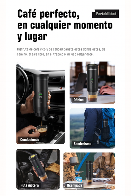 Máquina de café portátil de cápsulas para viajes al aire libre.