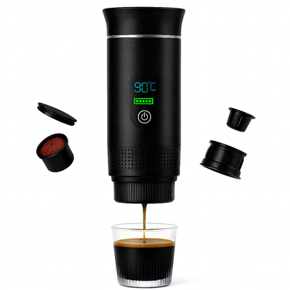 Máquina de café portátil de cápsulas para viajes al aire libre.