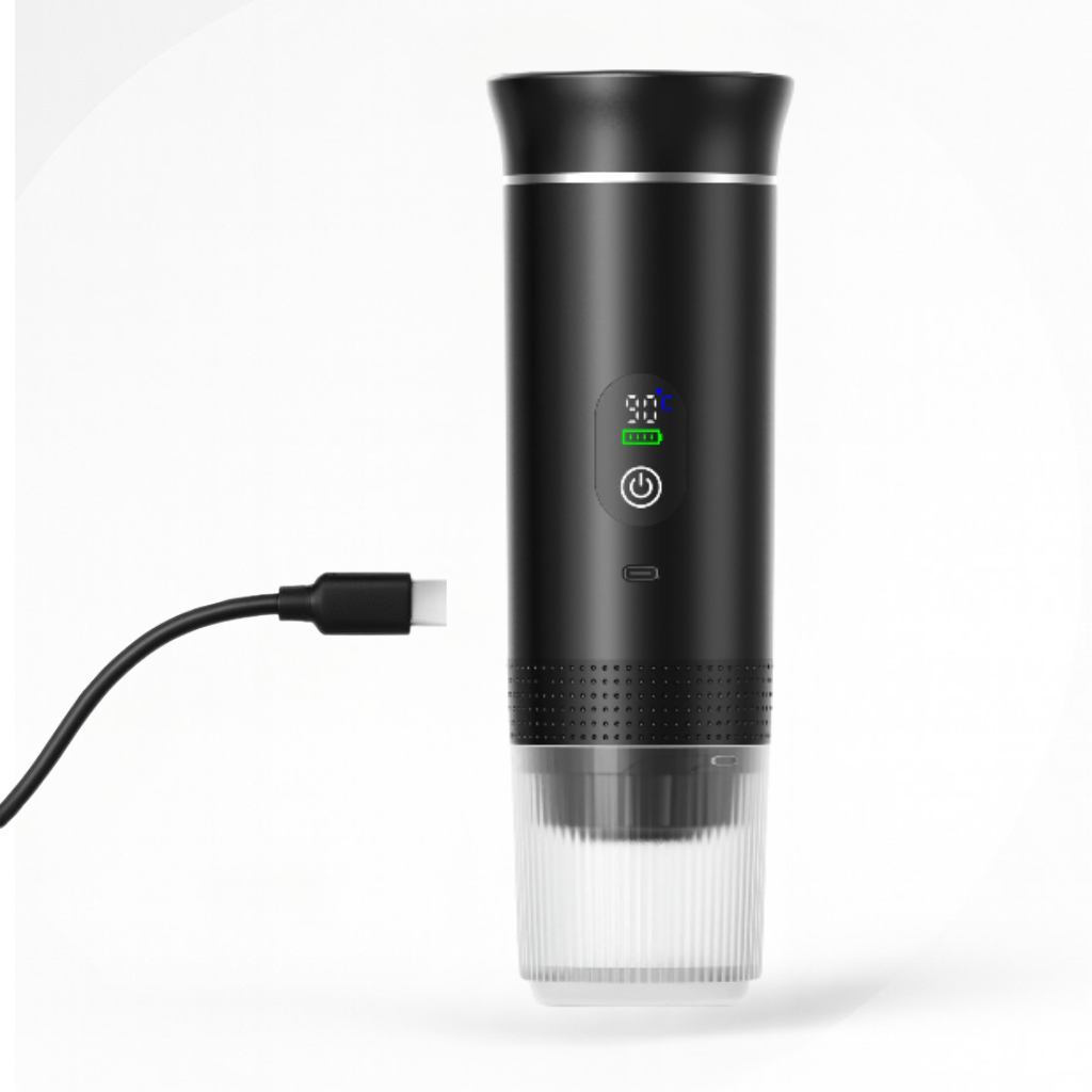 Máquina de café portátil de cápsulas para viajes al aire libre.