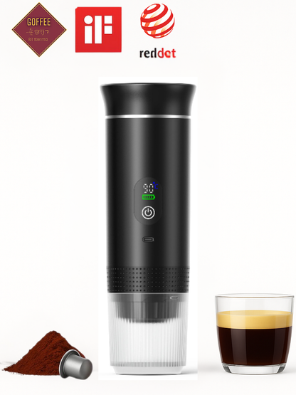 Máquina de café portátil de cápsulas para viajes al aire libre.